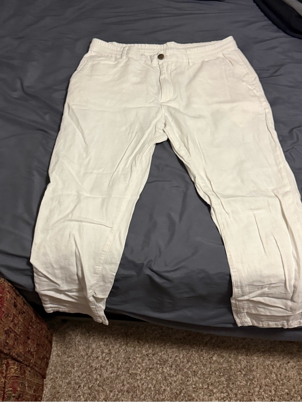 Banana Republic Men's White Linen-Blend Chinos